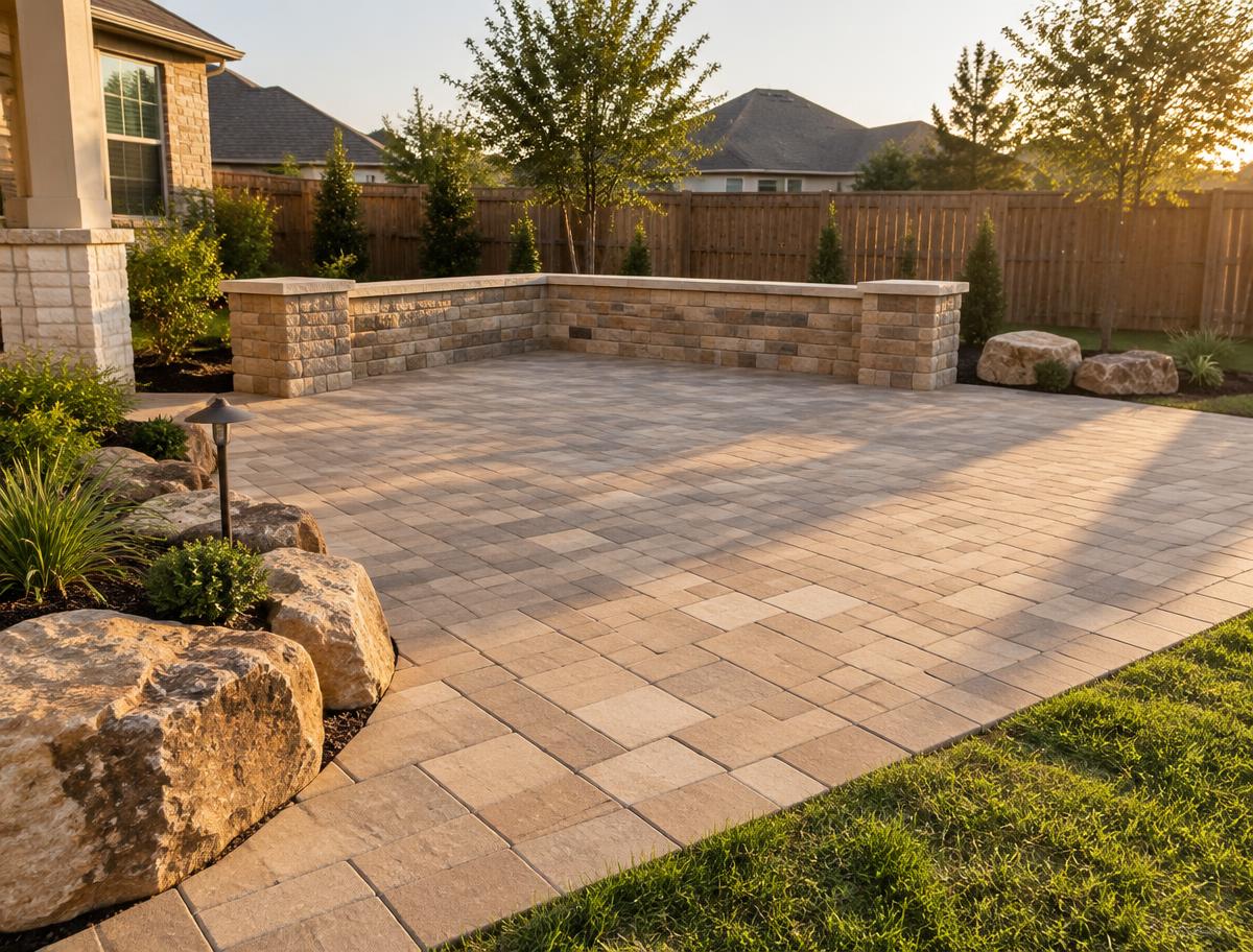 Paver patio with seating wall